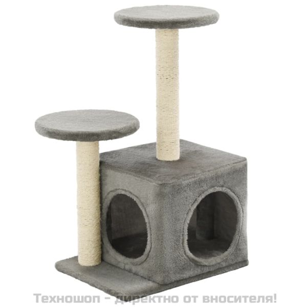 Котешко дърво със сизалени стълбове, 60 см, сиво