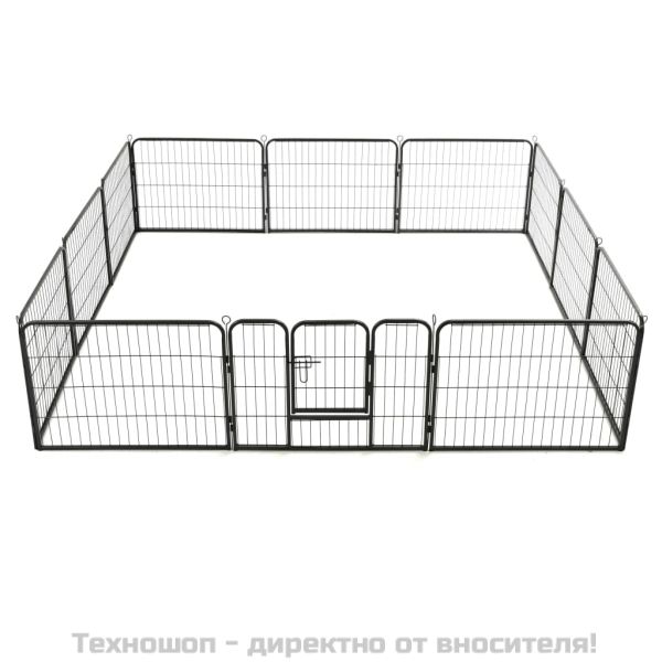 Заграждение за куче, 12 панела, стомана, 80x60 см, черно