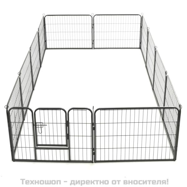 Заграждение за куче, 12 панела, стомана, 80x60 см, черно