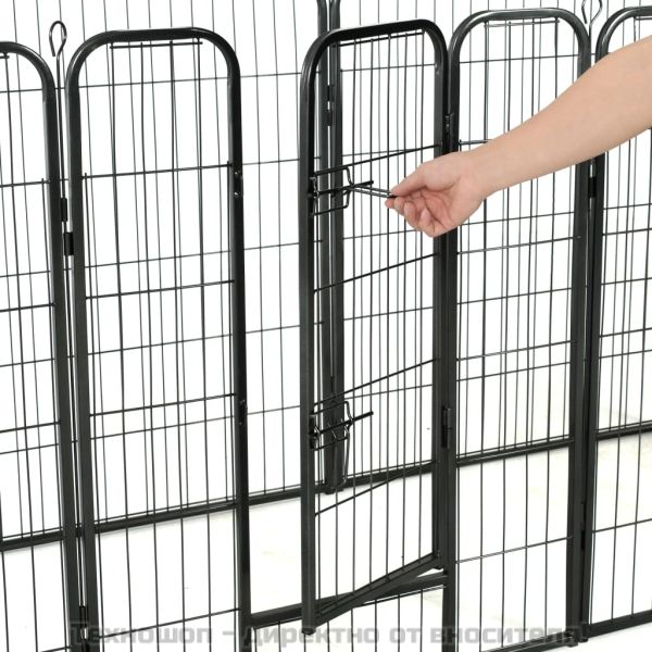 Заграждение за куче, 8 панела, стомана, 80x100 см, черно