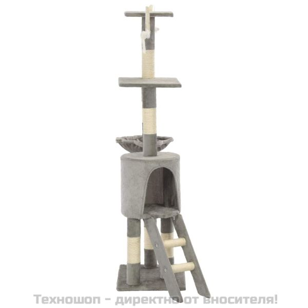Котешко дърво със сизалени стълбове, 138 см, сиво