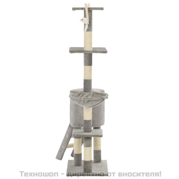 Котешко дърво със сизалени стълбове, 138 см, сиво