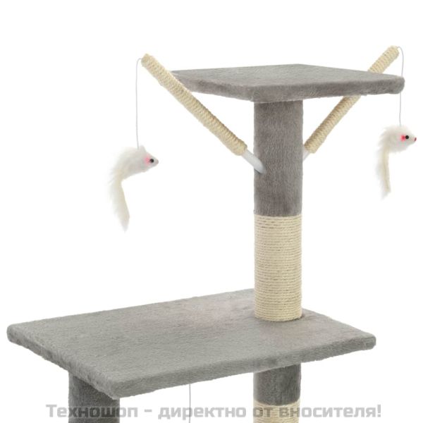 Котешко дърво със сизалени стълбове, 138 см, сиво