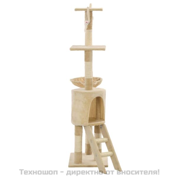 Котешко дърво със сизалени стълбове, 138 см, бежово