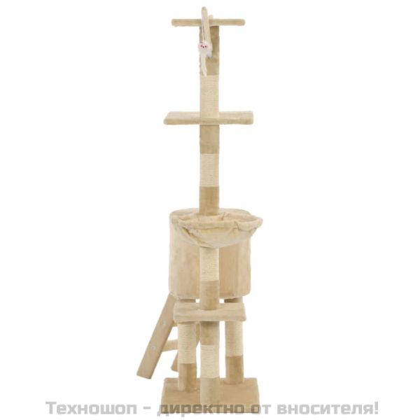 Котешко дърво със сизалени стълбове, 138 см, бежово