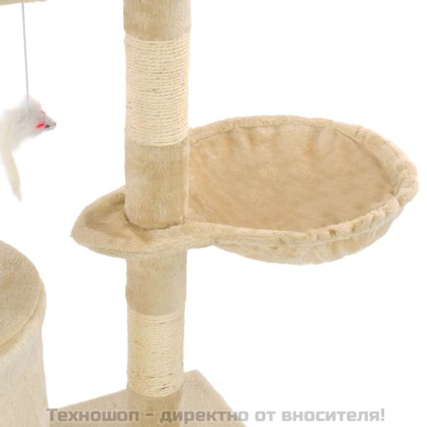Котешко дърво със сизалени стълбове, 138 см, бежово