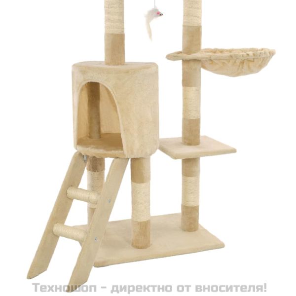 Котешко дърво със сизалени стълбове, 138 см, бежово