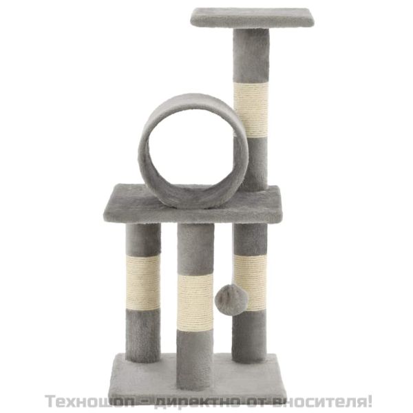 Котешко дърво със сизалени стълбове, 65 см, сиво