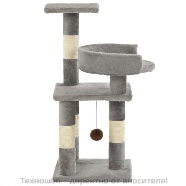 Котешко дърво със сизалени стълбове, 65 см, сиво