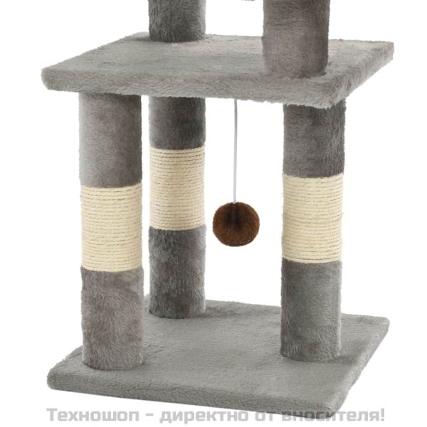 Котешко дърво със сизалени стълбове, 65 см, сиво