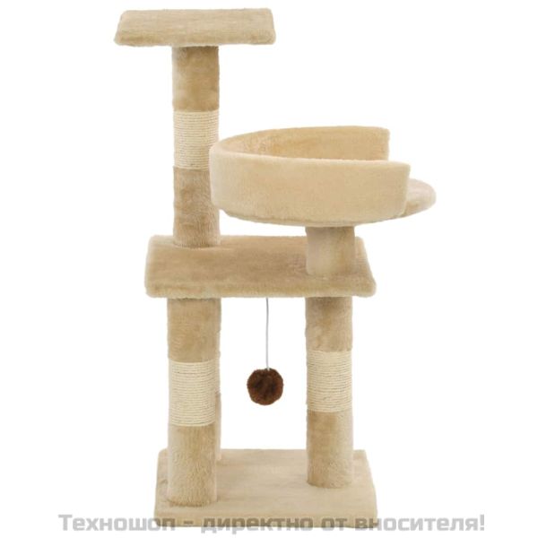 Котешко дърво със сизалени стълбове, 65 см, бежово