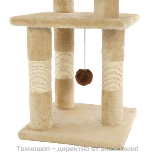 Котешко дърво със сизалени стълбове, 65 см, бежово