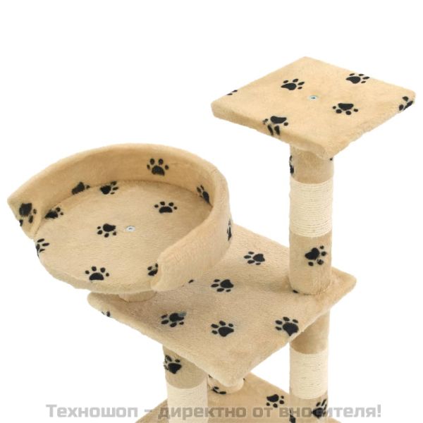 Котешко дърво със сизалени стълбове, 65 см, бежово, на лапички