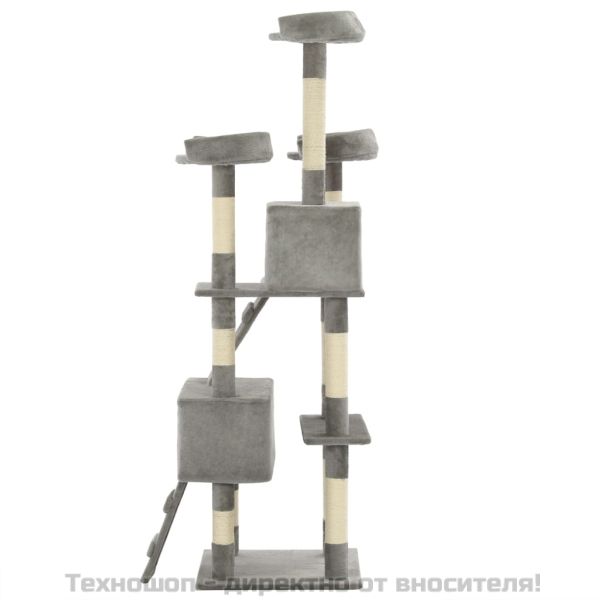 Котешко дърво със сизалени стълбове, 170 см, сиво