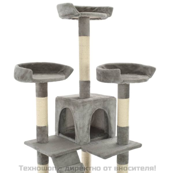 Котешко дърво със сизалени стълбове, 170 см, сиво