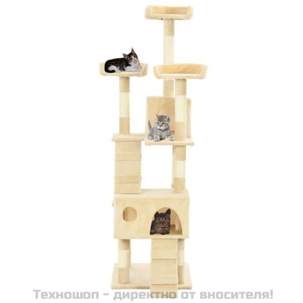 Котешко дърво със сизалени стълбове, 170 см, бежово
