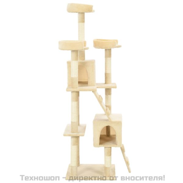 Котешко дърво със сизалени стълбове, 170 см, бежово