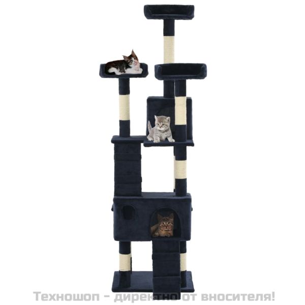 Котешко дърво със сизалени стълбове, 170 см, синьо