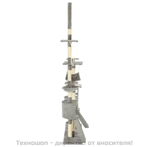 Котешко дърво със сизалени стълбове, 230-250 см, сиво