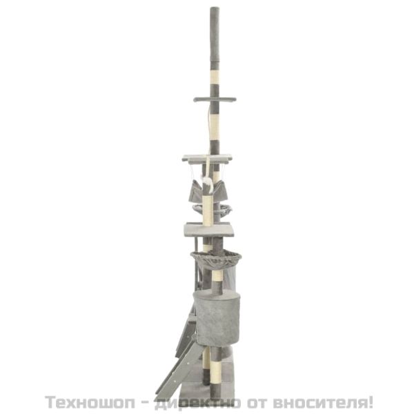 Котешко дърво със сизалени стълбове, 230-250 см, сиво