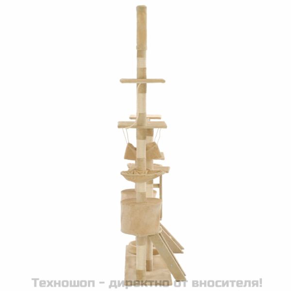 Котешко дърво със сизалени стълбове, 230-250 см, бежово