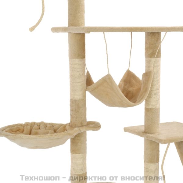 Котешко дърво със сизалени стълбове, 230-250 см, бежово