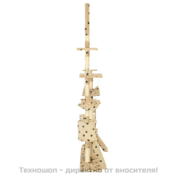 Котешко дърво със сизалени стълбове, 230-250 см, бежово на лапи
