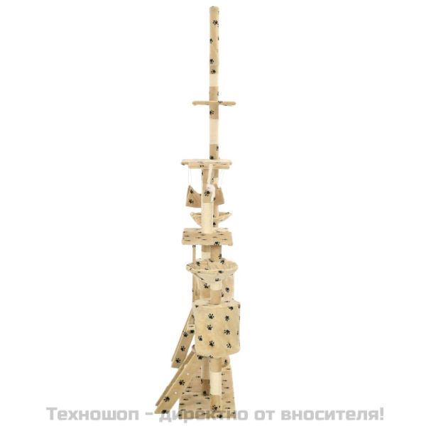 Котешко дърво със сизалени стълбове, 230-250 см, бежово на лапи