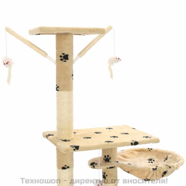 Котешко дърво със сизалени стълбове, 230-250 см, бежово на лапи