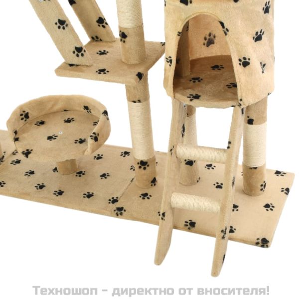 Котешко дърво със сизалени стълбове, 230-250 см, бежово на лапи