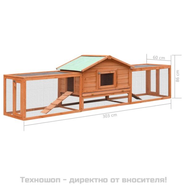 Клетка за зайци, чам и ела масив, 310x70x87 см