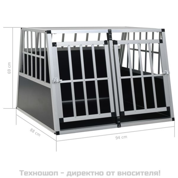 Кучешка клетка с две врати, 94x88x69 см