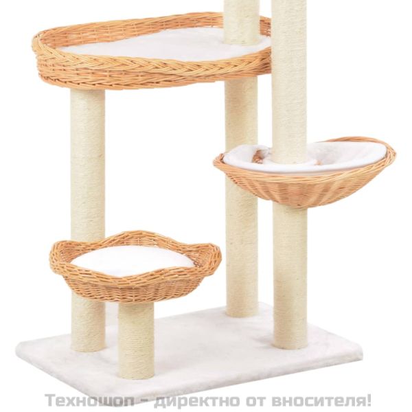 Котешко дърво със сизален стълб, естествен цвят, върба