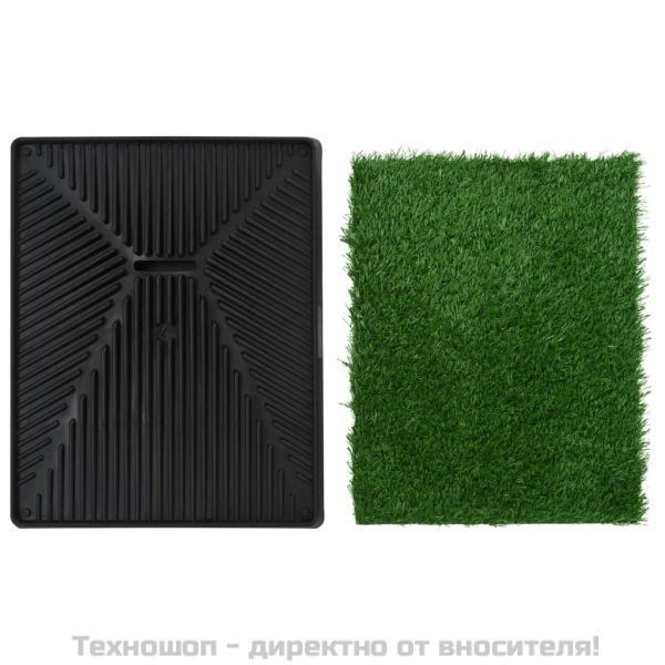 Кучешка тоалетна с тава и изкуствена трева, зелена, 63x50x7 см