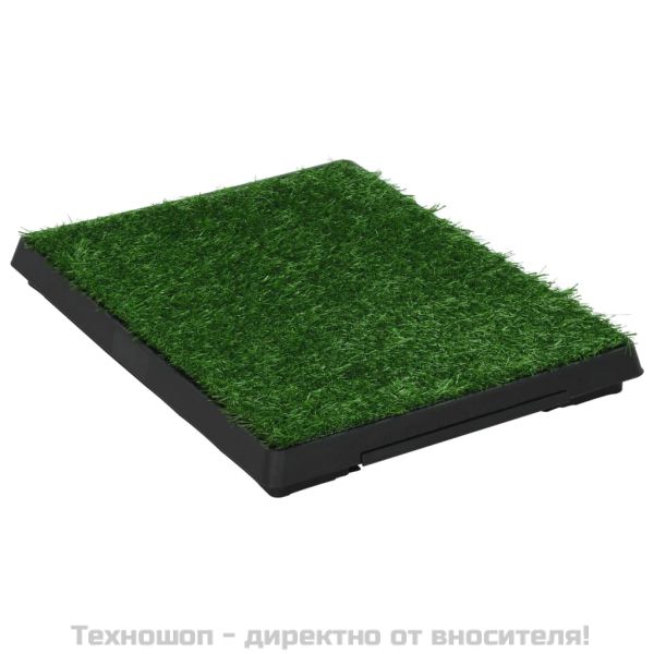 Кучешки тоалетни 2 бр тава и изкуствена трева зелени 63x50x7 см