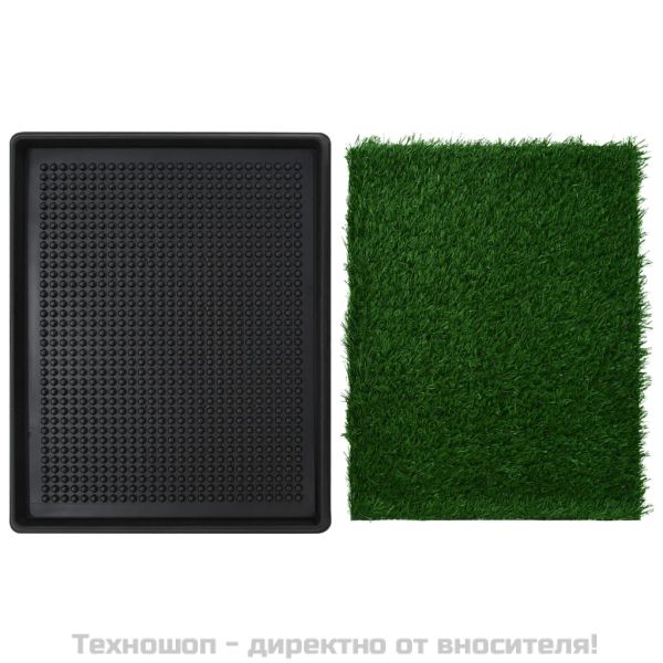 Кучешка тоалетна с тава и изкуствена трева, зелена, 64x51x3 см