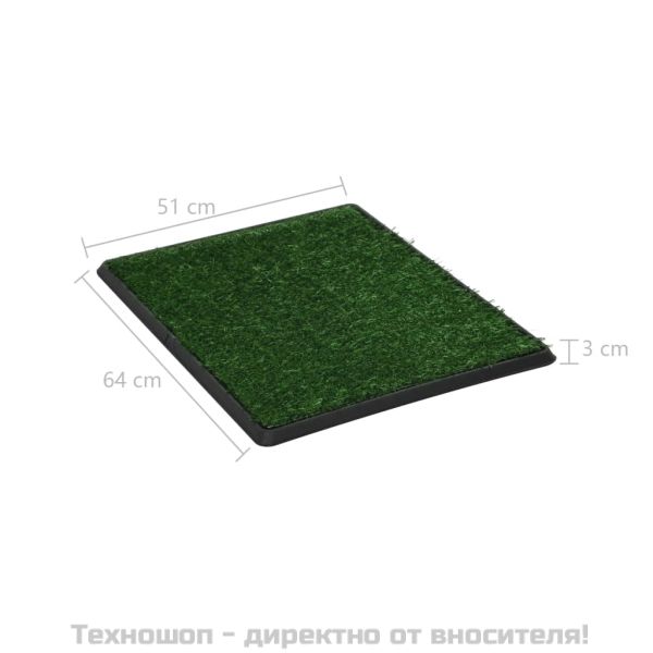Кучешка тоалетна с тава и изкуствена трева, зелена, 64x51x3 см