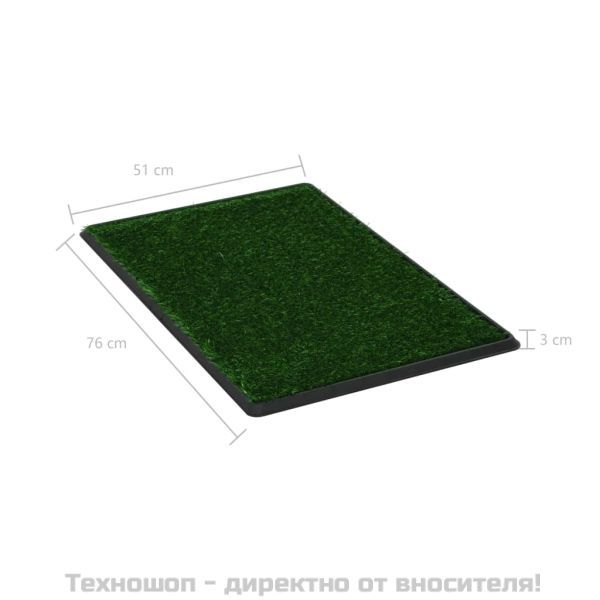 Кучешка тоалетна с тава и изкуствена трева, зелена, 76x51x3 см