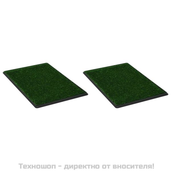 Кучешки тоалетни 2 бр тава и изкуствена трева зелени 76x51x3 см