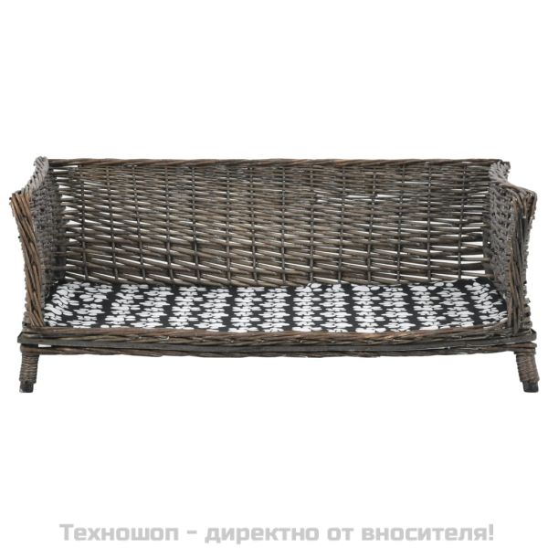 Кошница за кучета, сива, 90x54x35 см, естествена върба