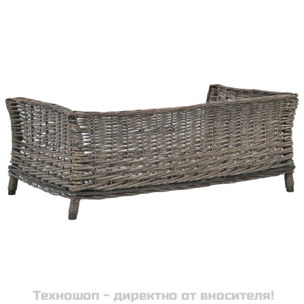 Кошница за кучета, сива, 90x54x35 см, естествена върба