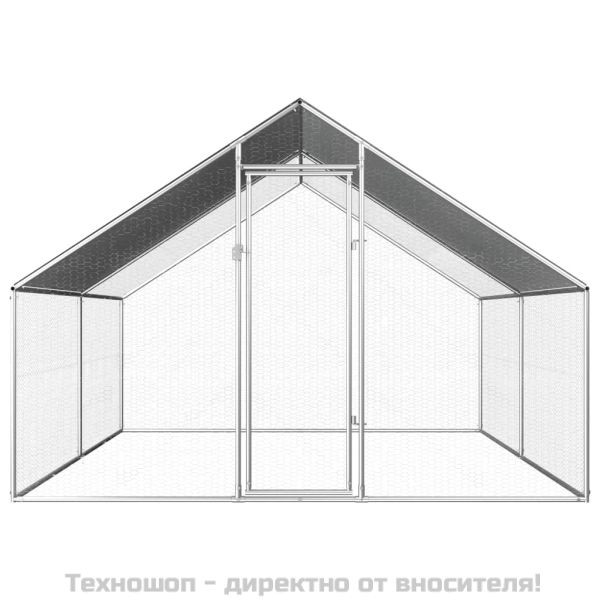 Птичарник на открито, 2,75x4x1,92 м, поцинкована стомана