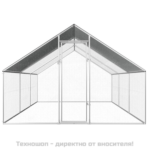 Птичарник на открито, 2,75x6x1,92 м, поцинкована стомана