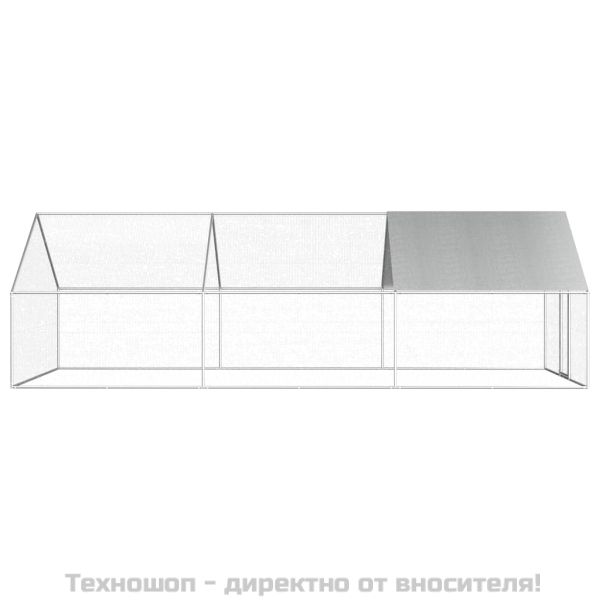Птичарник на открито, 2,75x6x1,92 м, поцинкована стомана