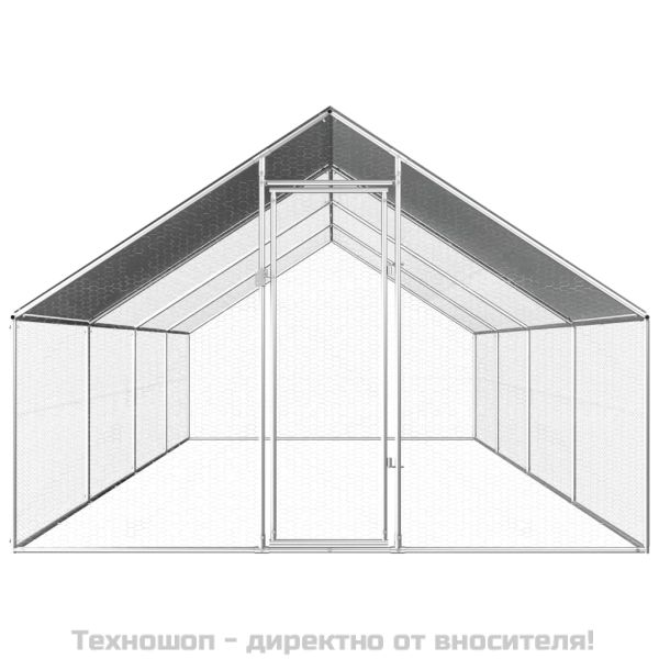Птичарник на открито, 2,75x8x1,92 м, поцинкована стомана