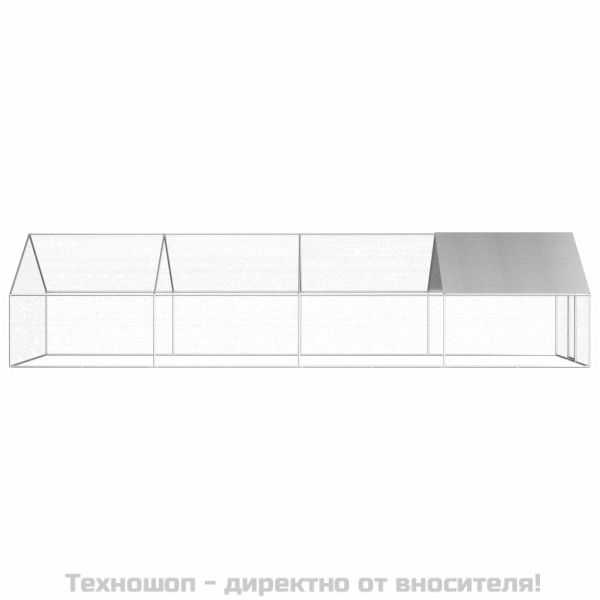 Птичарник на открито, 2,75x8x1,92 м, поцинкована стомана
