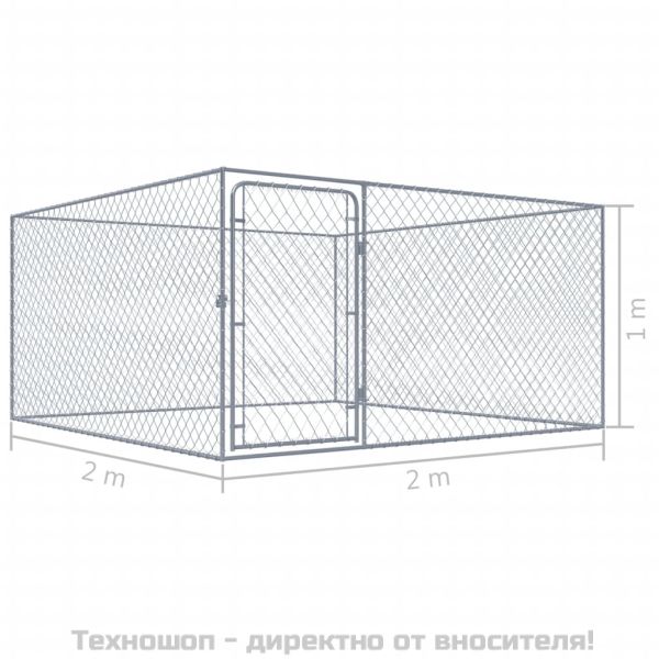 Дворна клетка за кучета, поцинкована стомана, 2x2x1 м