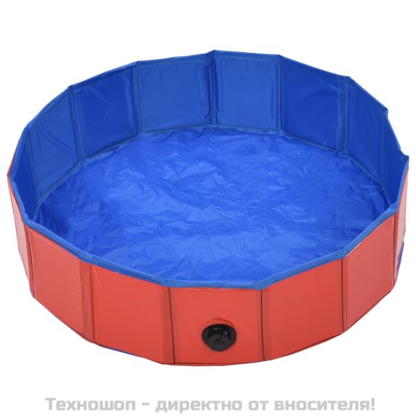 Сгъваем басейн за кучета, червен, 80x20 см, PVC