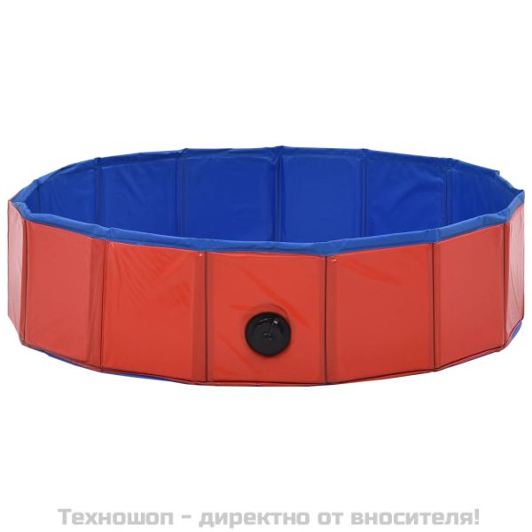 Сгъваем басейн за кучета, червен, 80x20 см, PVC