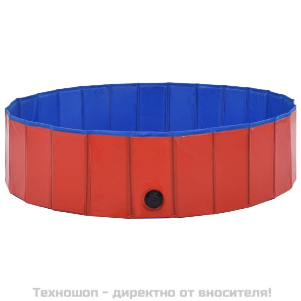 Сгъваем басейн за кучета, червен, 120x30 см, PVC